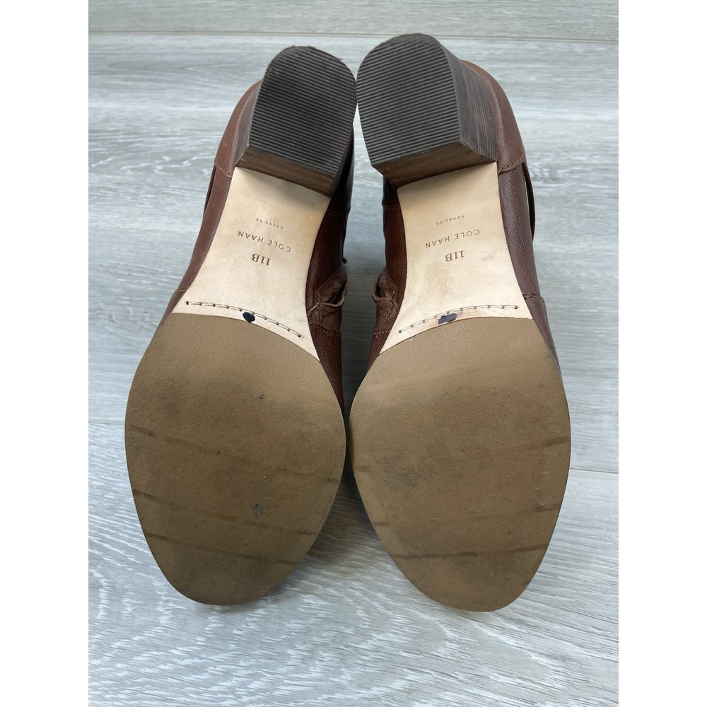 Cole Haan Grand.OS Women's Boot Brown Leather 11 Ankle Block Heel‎ Buckle Strap - Picture 6 of 11